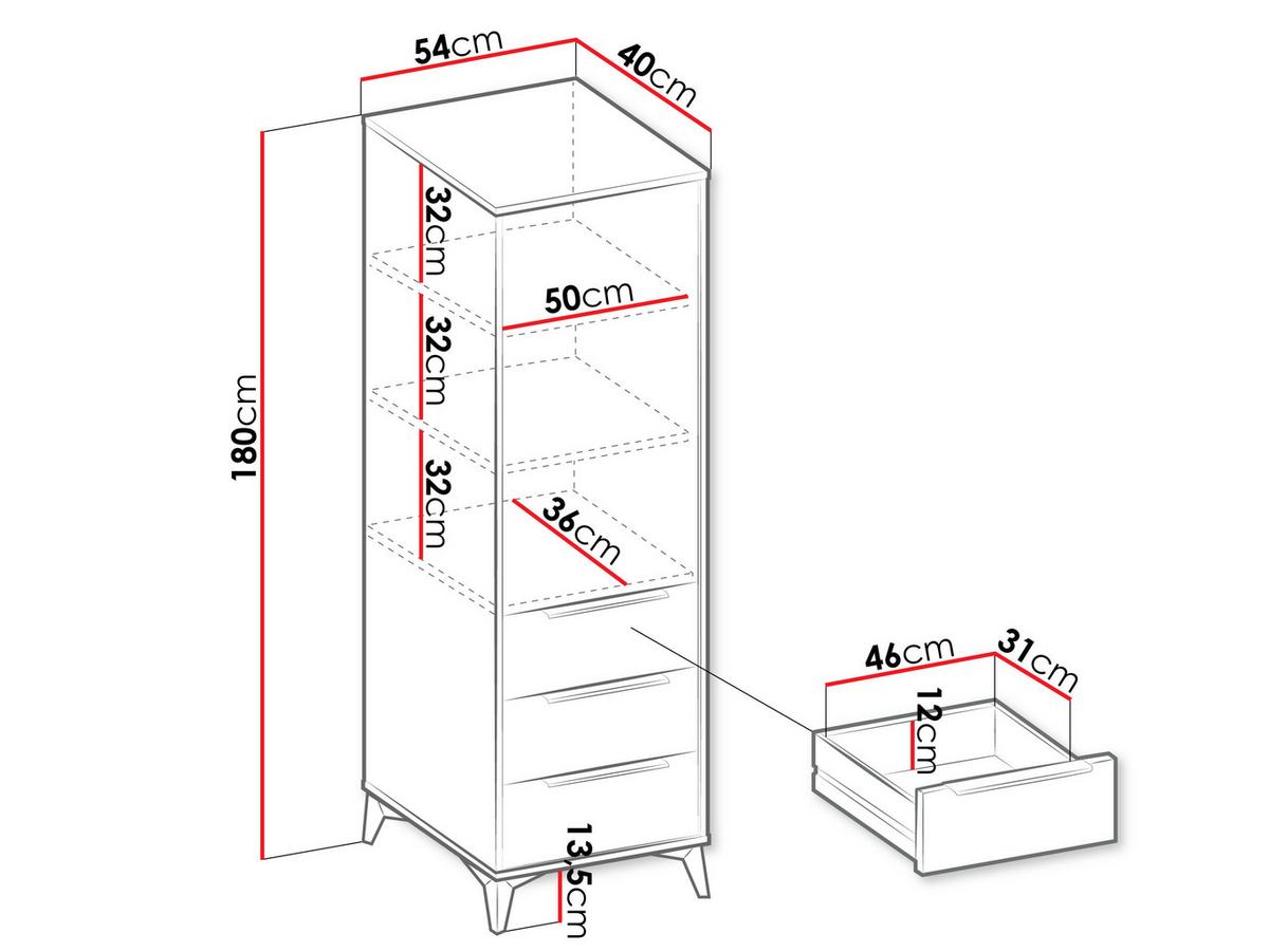 KLEIDERSCHRANK Xylix Bis 1D3SZ - Nussbaumfarben/Schwarz, Holzwerkstoff/Metall (54/180/40cm) - MIRJAN24