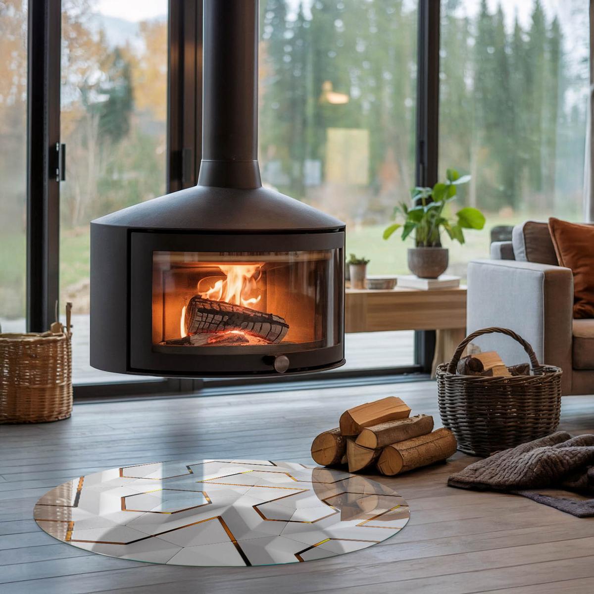 GLASPLATTE für Kamin Ø 90 cm - Weiß, Glas (90/90/0.4cm) - TULUP