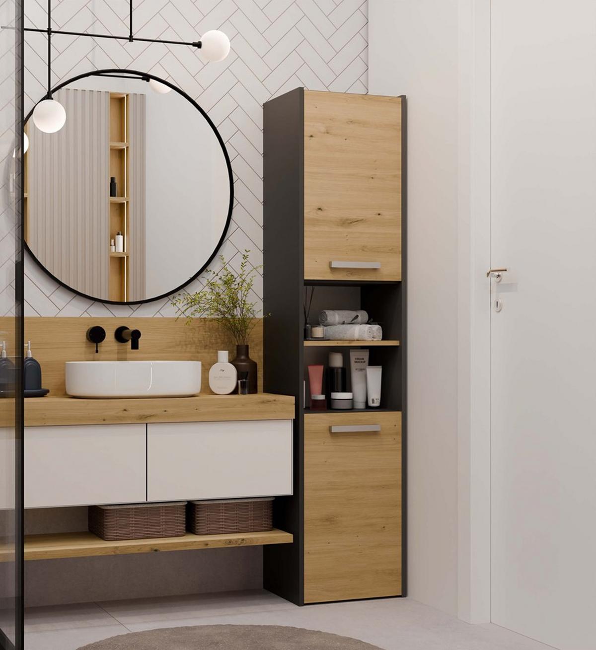 BADEZIMMERSCHRANK Anthrazit, Artisan 40/170/30 - Anthrazit, Holzwerkstoff (40/170/30cm) - RAUMHIRSCH FURNITURE