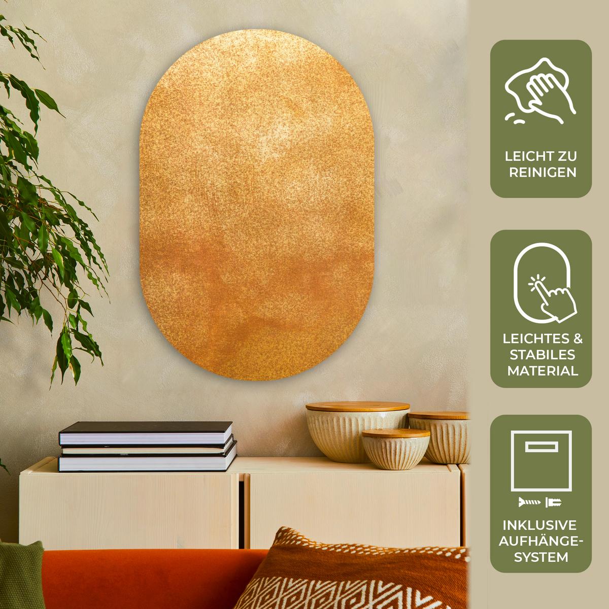 WANDBILD Eisen - Rost - Gold - Metall - Luxus Wanddeko Schlafzimmer 60x90 cm - Goldfarben, Kunststoff (60/90cm) - MuchoWow