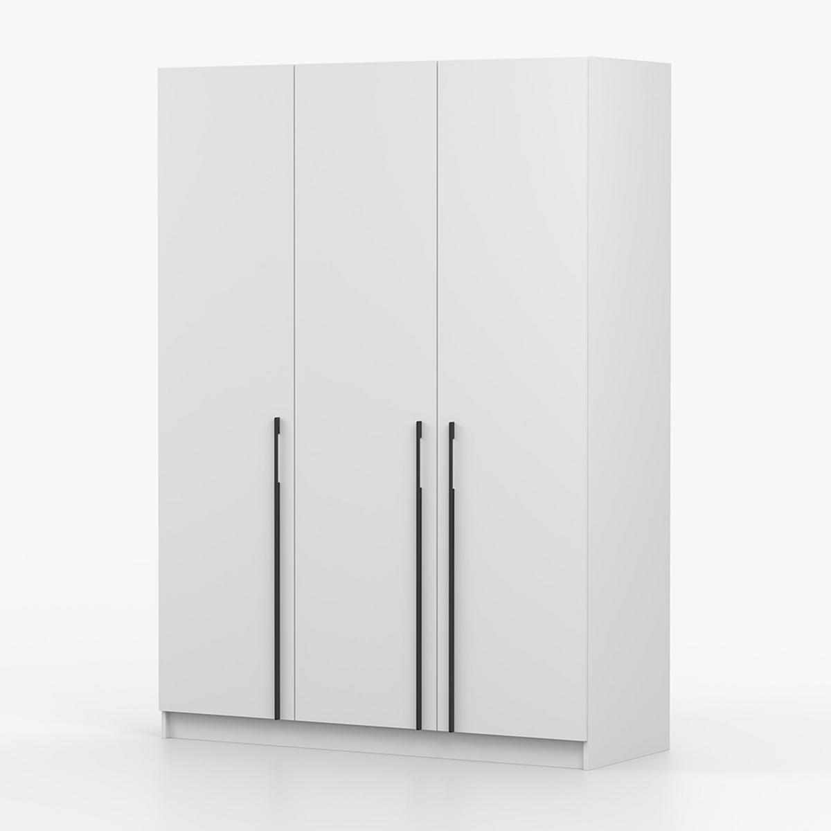 DREHTÜRENSCHRANK ROSA 3D 150/210/55, 3-türig, weiß - Schwarz/Weiß, Holzwerkstoff (150/210/55cm) - imoebel24