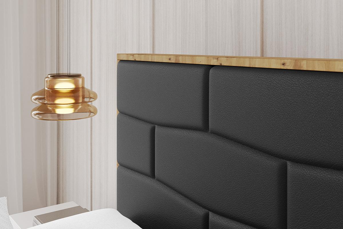 POLSTERBETT mit Bettkasten und Lattenrost, Bett mit Matratze H3/H4 - ENZO8 120x200 Schwarz Kunstleder - Schwarz Hochglanz, Holzwerkstoff/Textil (120/200cm) - ALTDECOR