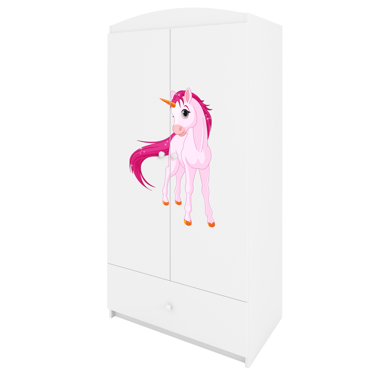 KINDERKLEIDERSCHRANK Einhorn - Weiß, Holzwerkstoff (90/175/52cm) - RAUMHIRSCH FURNITURE