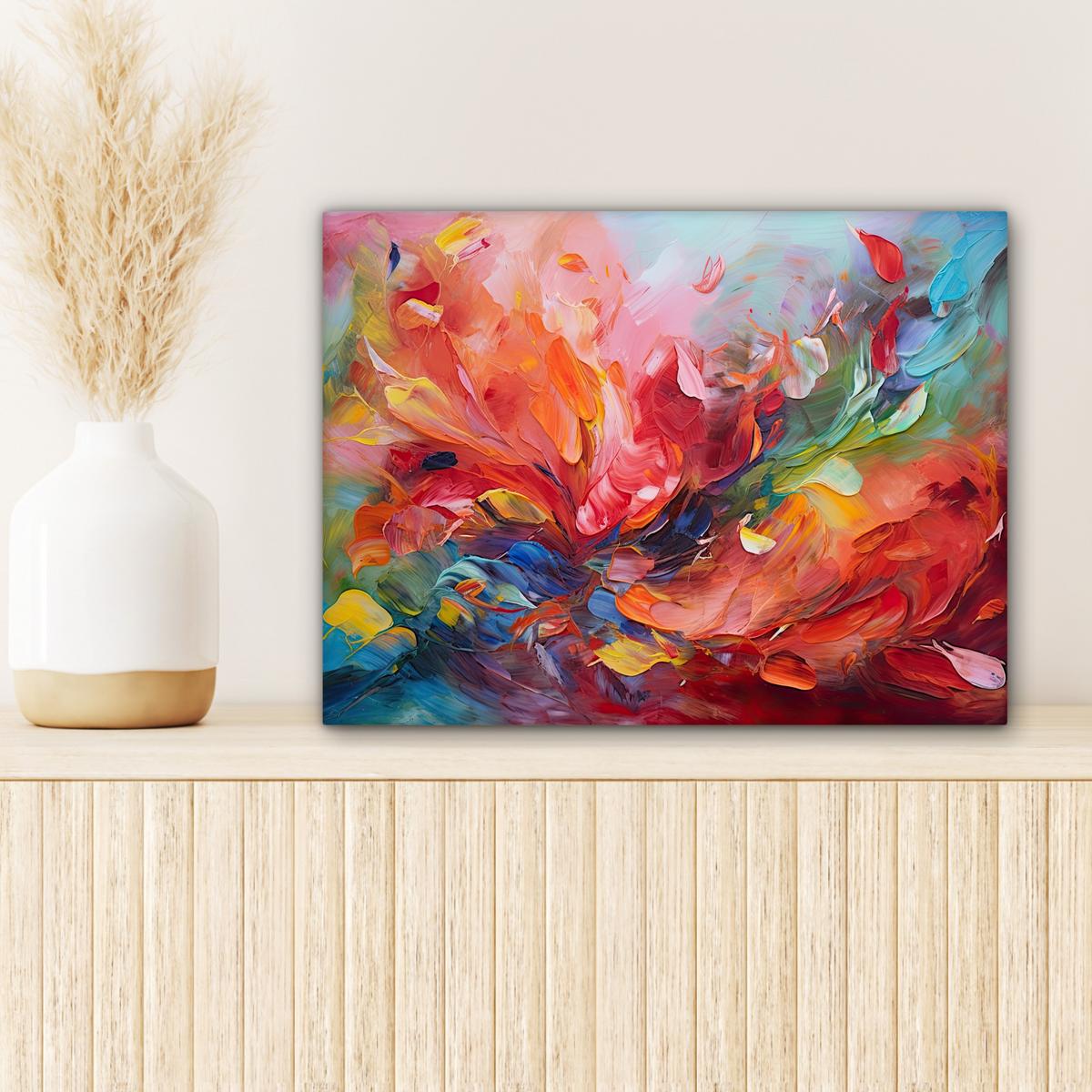 LEINWANDBILD Ölgemälde - Kunst - Abstrakt - Farbenfroh Wandbild 40x30 cm - Altrosa, Textil (40/30cm) - MuchoWow