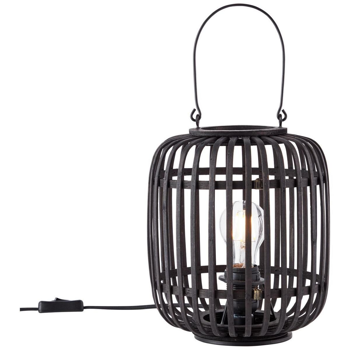 TISCHLEUCHTE Woodrow 93062/76 - Schwarz, Holz (21.5/21.5/43cm) - Brilliant