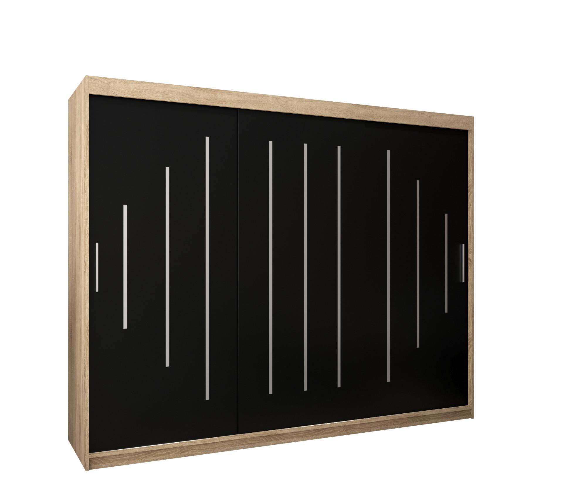 SCHWEBETÜRENSCHRANK 200/250/62 3-türig - Silberfarben/Schwarz, Holz/Kunststoff (250/200/62cm) - Abiks Möbel