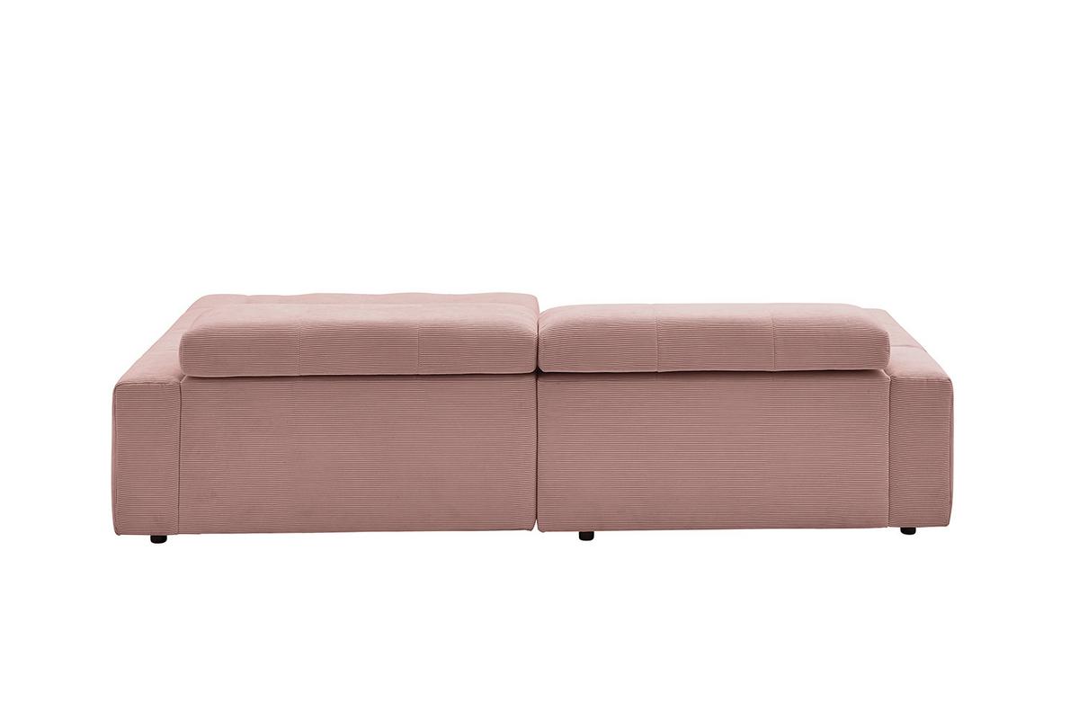 ECKSOFA MIT MOTORISCHEM SITZVORZUG RENO Pink Cord Relaxfunktion - Schwarz/Rosa, Kunststoff/Textil (258/217cm) - KAWOLA