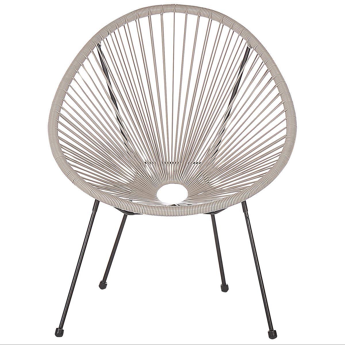 RATTANSTUHL Kunststoff hellgrau 70 cm Acapulco II - Hellgrau/Schwarz, Kunststoff (70/87/90cm) - Beliani