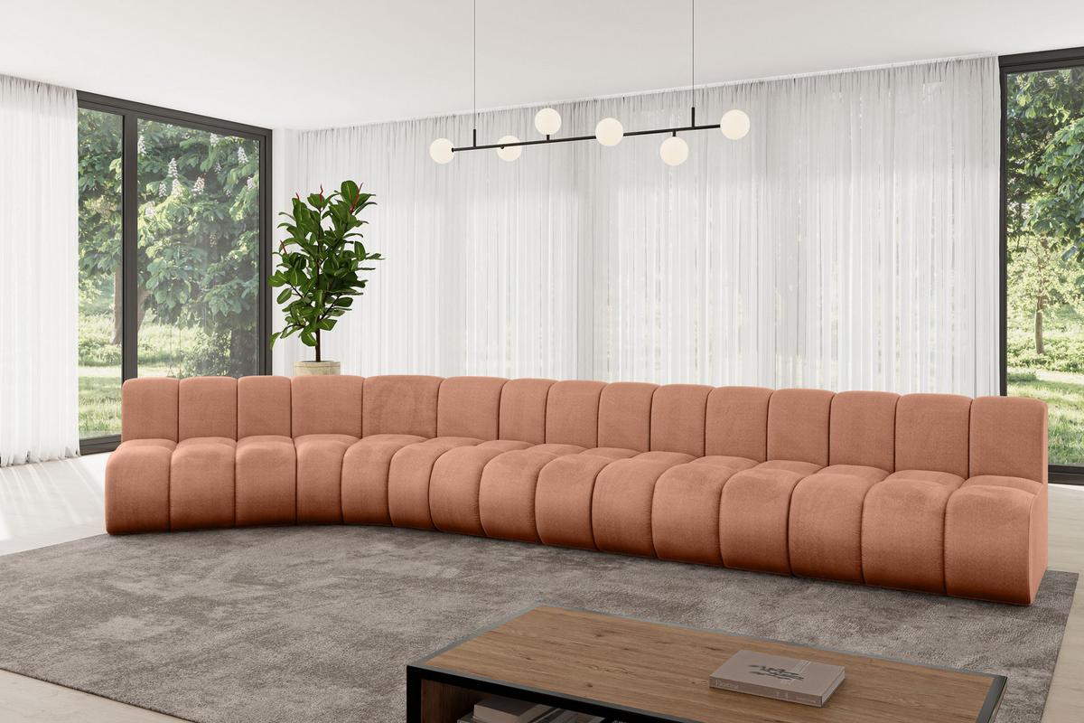 ECKSOFA modulares Sofa Montra-L3 - 472x174x70 cm Apricot - Koralle, Holzwerkstoff/Textil (472/174cm) - ALTDECOR