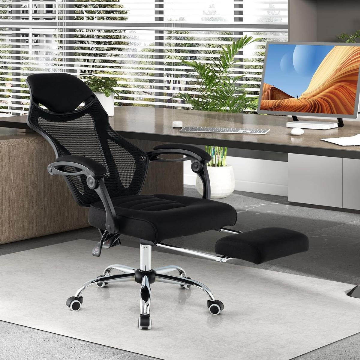 BÜROSTUHL Schwarz - Schwarz, Textil (70/116.5/68cm) - COSTWAY