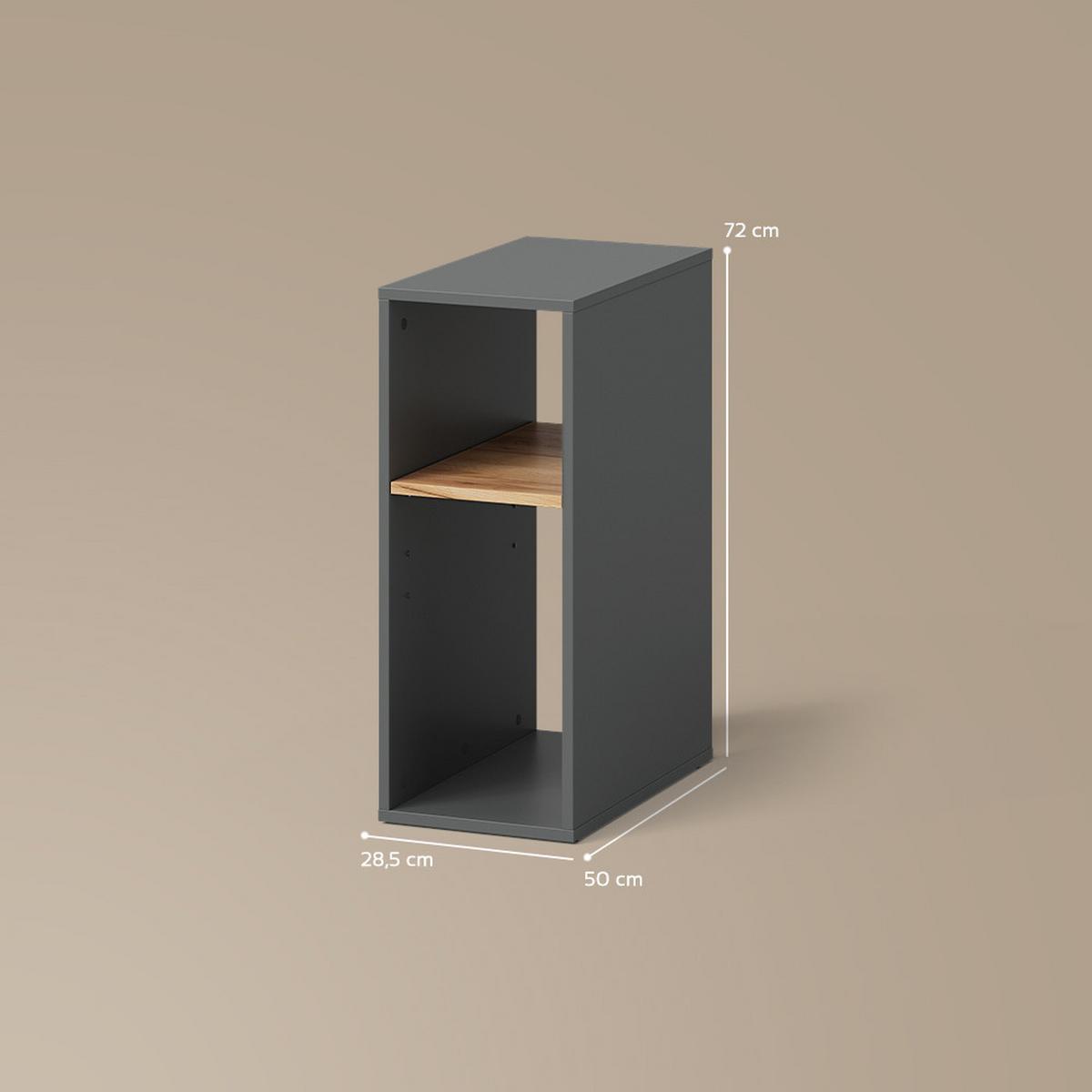 PC-SCHRANK Lorena Anthrazit/Goldkraft Eiche 28.5 x 72 cm mit 2 Fächern - Honigeiche/Anthrazit, Holzwerkstoff (28.5/72/50cm) - Livinity®