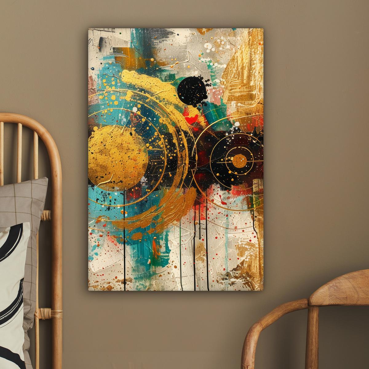 LEINWANDBILD Abstrakt - Kunst - Gold - Modern Wanddeko 40x60 cm - Multicolor, Textil (40/60cm) - MuchoWow