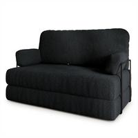 BETTSOFA KESTE aus Schaumstoff Bucle-Stoff Schwarz Schlaffunktion - Schwarz, Textil (140/86/60cm) - MASSENO