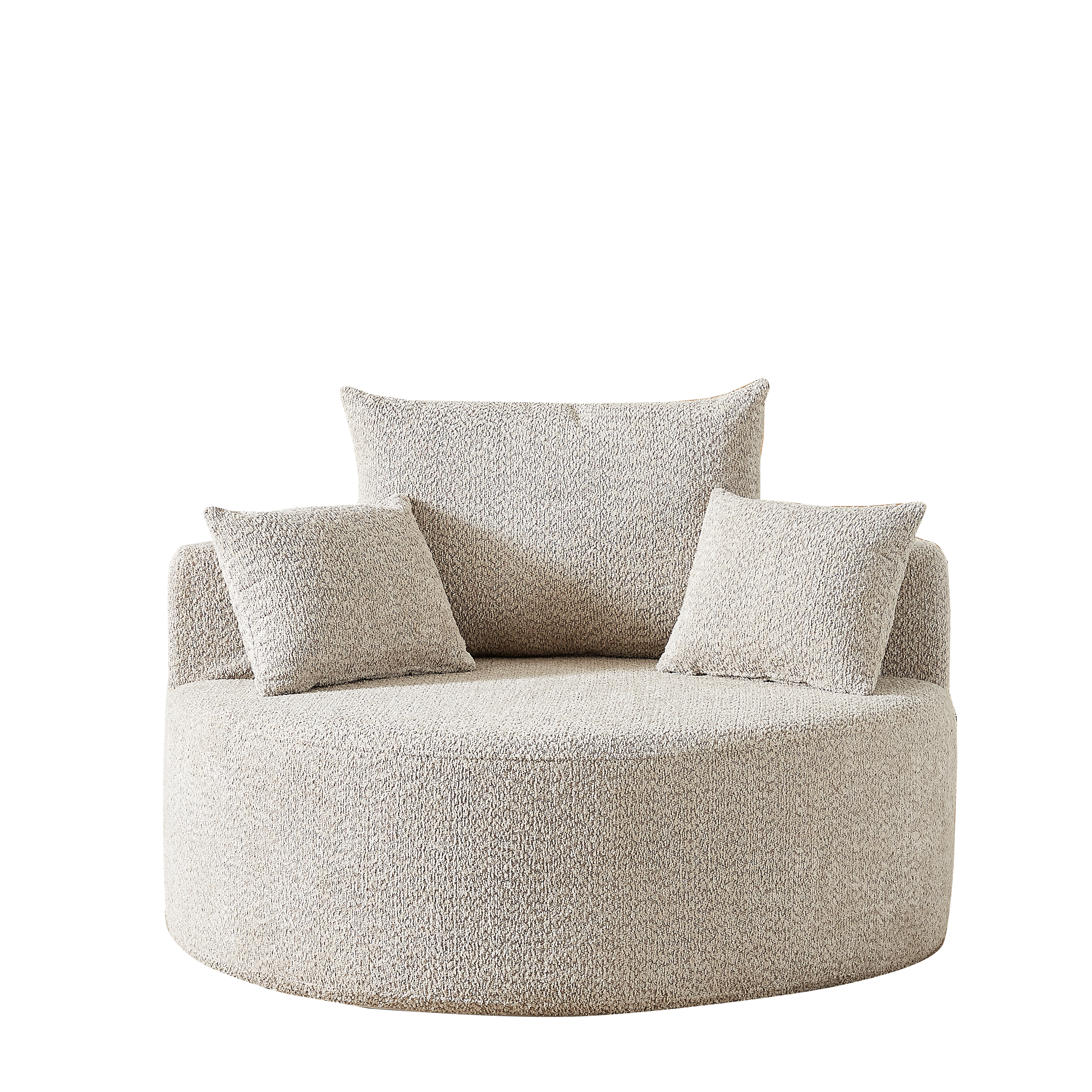 EINZELSESSEL aus Chenille in Khaki – rundes Cloud-Design & ohne Montage - Schlammfarben, Textil (127/85/127cm) - Urban Meuble