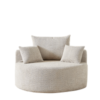 EINZELSESSEL aus Chenille in Khaki – rundes Cloud-Design & ohne Montage - Schlammfarben, Textil (127/85/127cm) - Urban Meuble