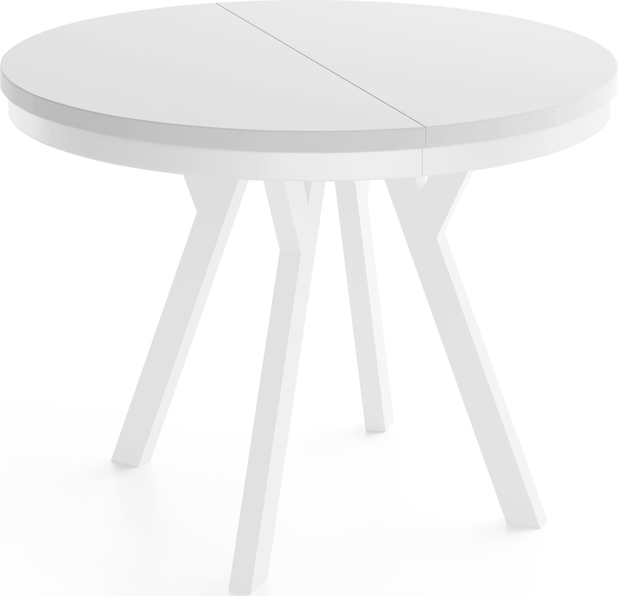 ESSTISCH Vero Neo Weiß rund ausziehbar verlängerbar, Weiß 100-300/100/77 cm - Weiß, Holz/Holzwerkstoff (100/300/77cm) - WFL GROUP