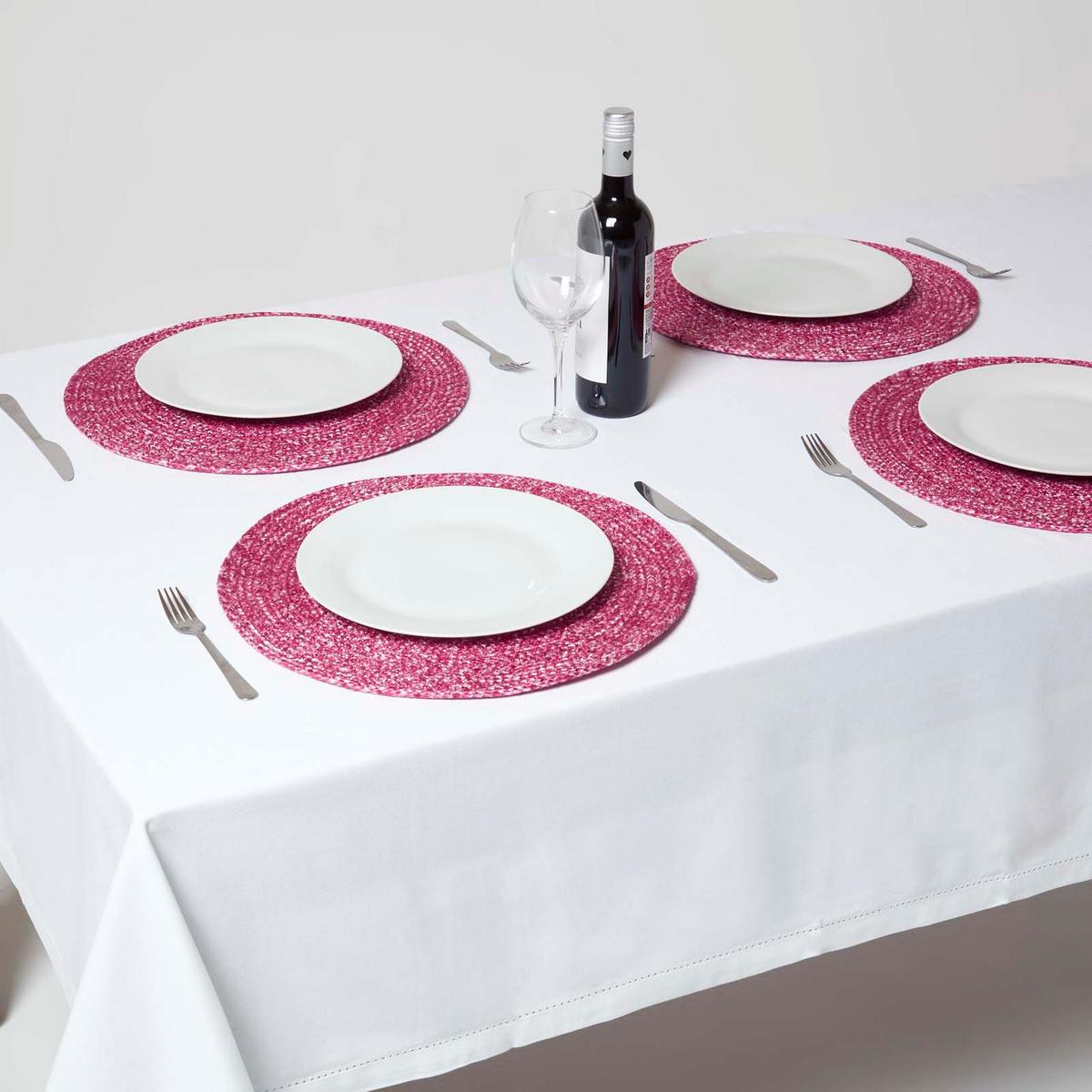 TISCHSET pink im 4er-Set, Platzsets rund geflochten, 40 cm - Pink, Textil (40/40cm) - Homescapes