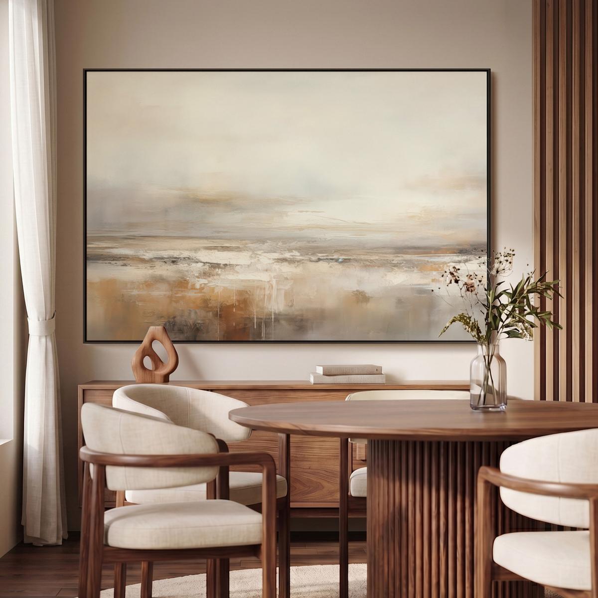 LEINWAND Bilder mit Rahmen - Kunst - Industriell - Grau - Braun - Abstrakt - 140x90 - Sandfarben, Textil (140/90cm) - MuchoWow