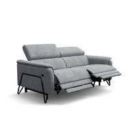 RELAXSOFA RODEN 3-Sitzer mit 2 Relax, hellgrau, Veloursstoff - Hellgrau, Holz/Textil (194/82/103cm) - Wozimo