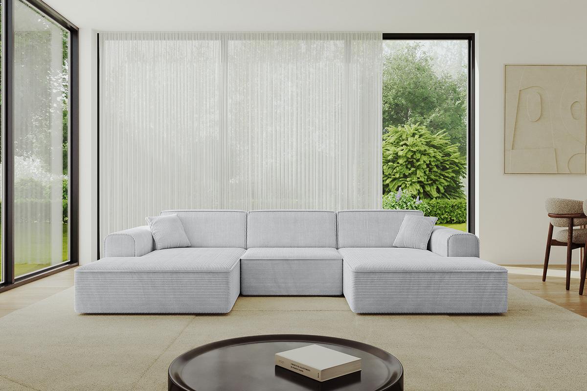 WOHNLANDSCHAFT IREA-U1-v3 - 301x165x77 cm Grau - Grau, Holzwerkstoff/Textil (301/77/165cm) - ALTDECOR