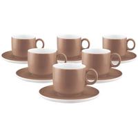 CAPPUCCINOTASSEN MIT UNTERTASSEN Sento Home Pure Colors Cocoa Brown 300 ml 6er Set - Hellbraun, Keramik (0.3L) - Seltmann Weiden