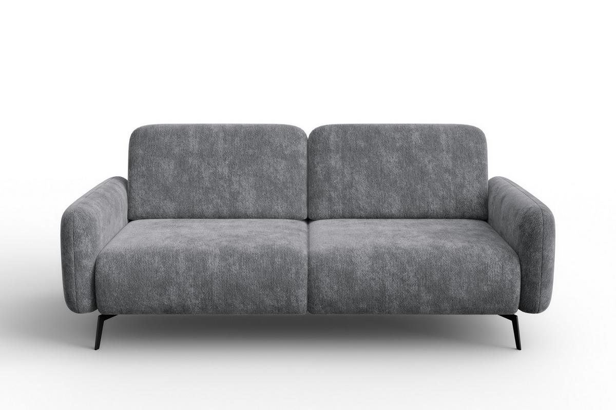 SOFA FEBE 3-Sitzer, grauer Chenille-Stoff - Schwarz/Grau, Holz/Textil (190/82/96cm) - Wozimo