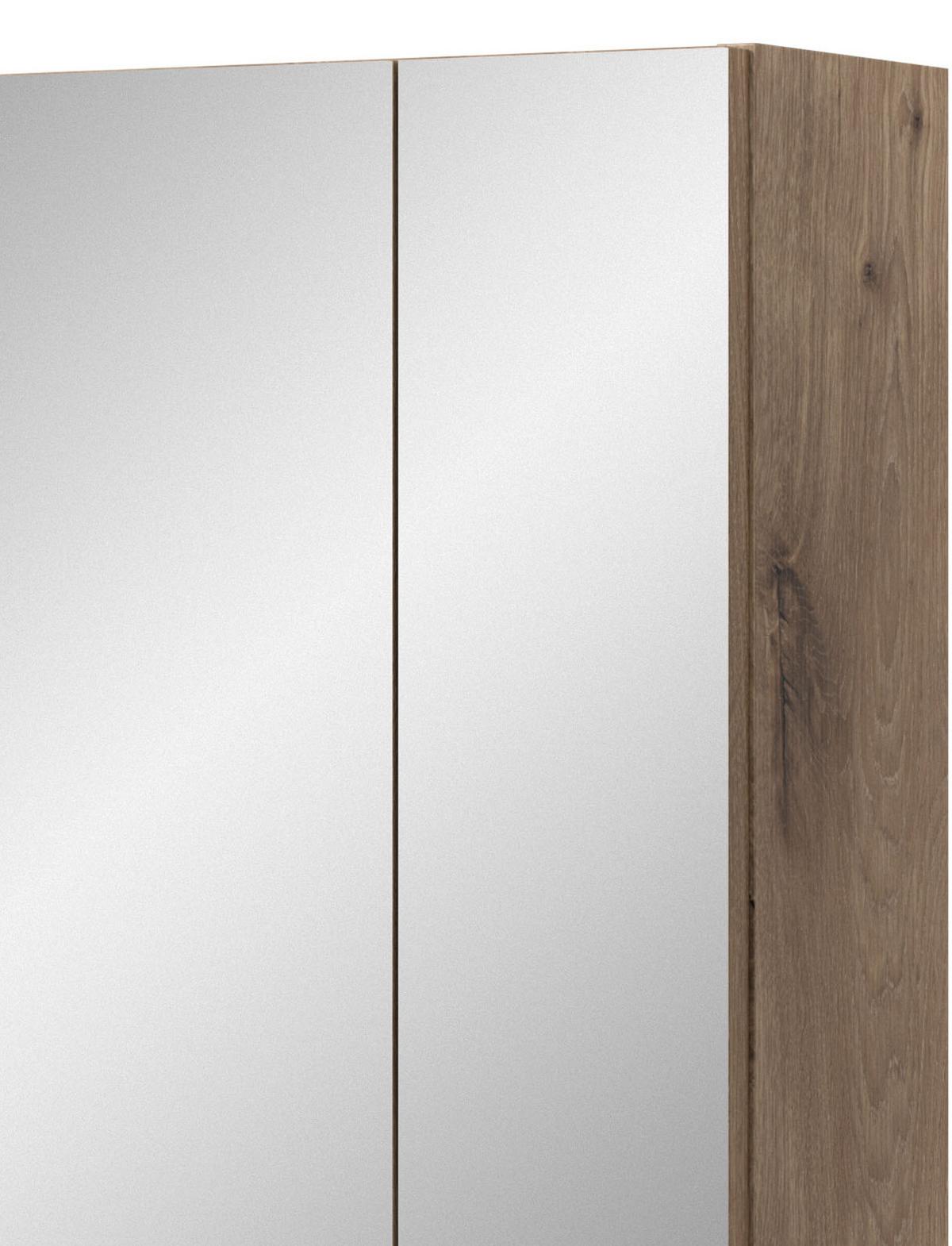 BADMÖBEL-SET 2-teilig schwarz matt, Eiche Nox, Set für Badezimmer und Gäste-WC, Breite 60 cm - Eichefarben/Schwarz, Glas/Holzwerkstoff (60/185/30cm) - Inn.Furn