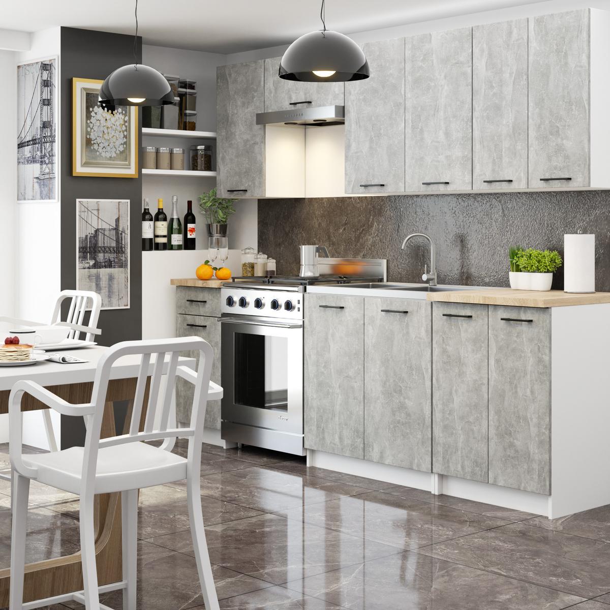 HÄNGESCHRANK Weiß, Beton 72/30/30 - Hellgrau/Weiß, Holzwerkstoff (30/72/30cm) - RAUMHIRSCH FURNITURE
