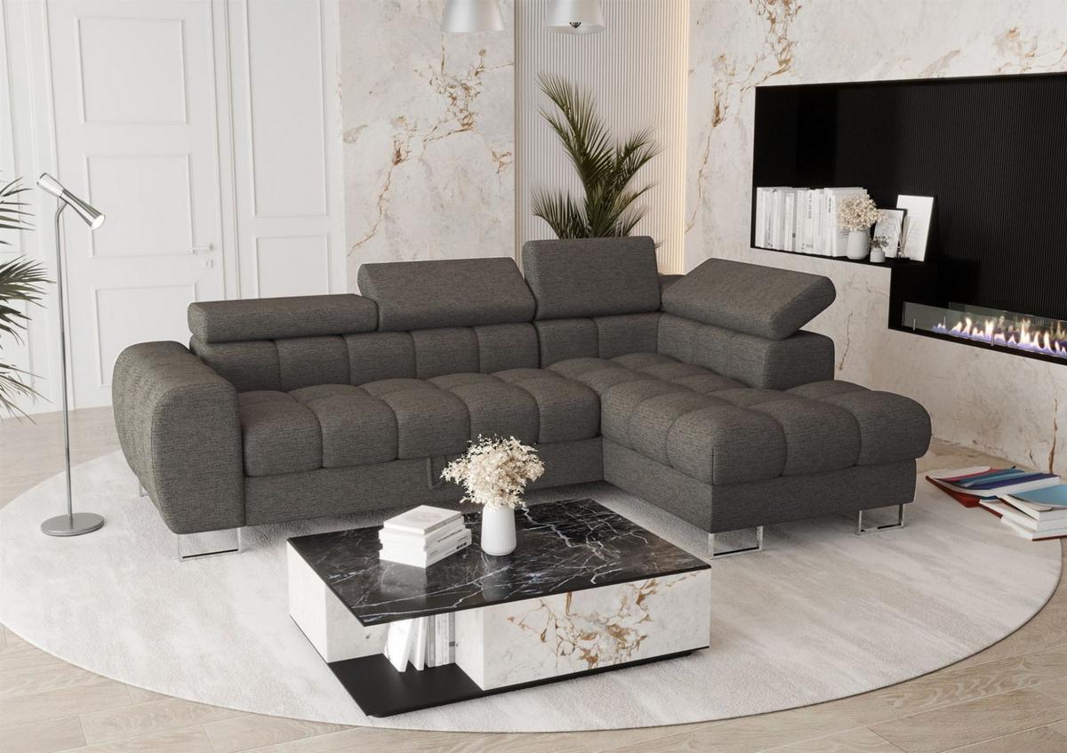 ECKSOFA Bastien Mit Schlaffunktion - Dunkelgrau, Holzwerkstoff/Textil (260/170cm) - Fun Möbel