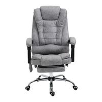 CHEFSESSEL mit Massagefunktion, Schreibtischstuhl mit Liege- & Wärmefunktion Grau - Anthrazit/Silberfarben, Kunststoff/Textil (70/119/65cm) - Vinsetto