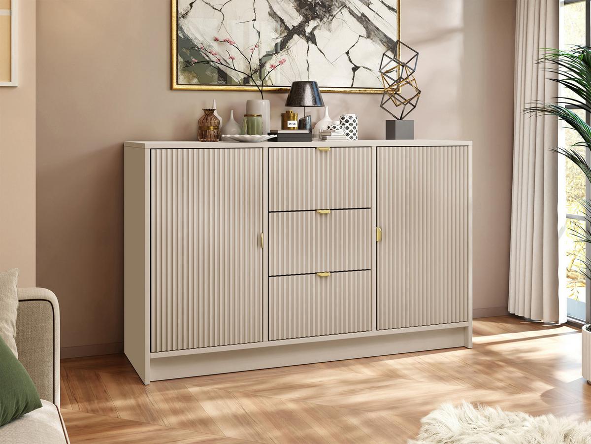 SIDEBOARD Tireno - Sandfarben/Goldfarben, Holzwerkstoff/Metall (118/75/40cm) - MIRJAN24