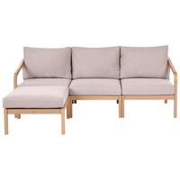 GARTENSOFA Set 3-Sitzer mit Ottomane Akazienholz Hellbraun Rivello - Hellbraun/Beige, Holz (198/84/66cm) - Beliani