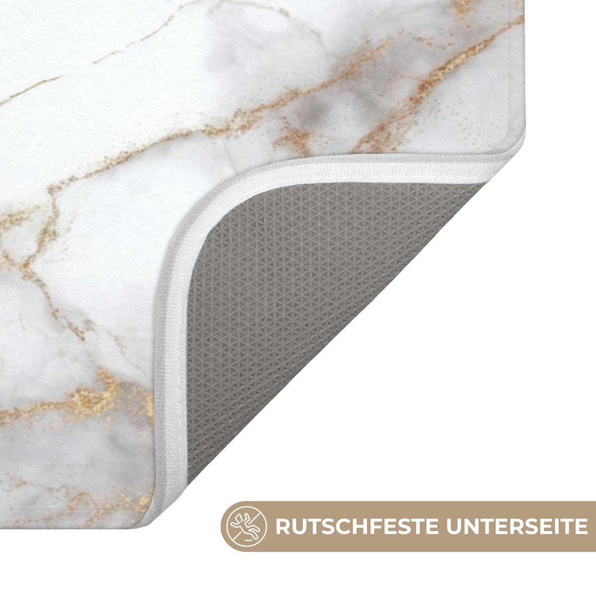 BADEMATTE Weiß - Gold - Marmor - Grau 120x60 cm - Weiß, Textil (120/60cm) - OnlyWow