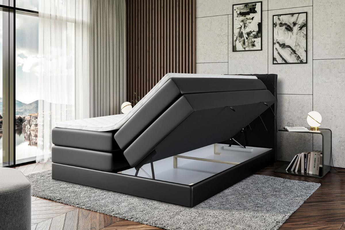 BOXSPRINGBETT LEPARO KING - 180 x 200 - H3/H4 - Schwarz Hochglanz - Schwarz Hochglanz, Holzwerkstoff (180/200cm) - ALTDECOR
