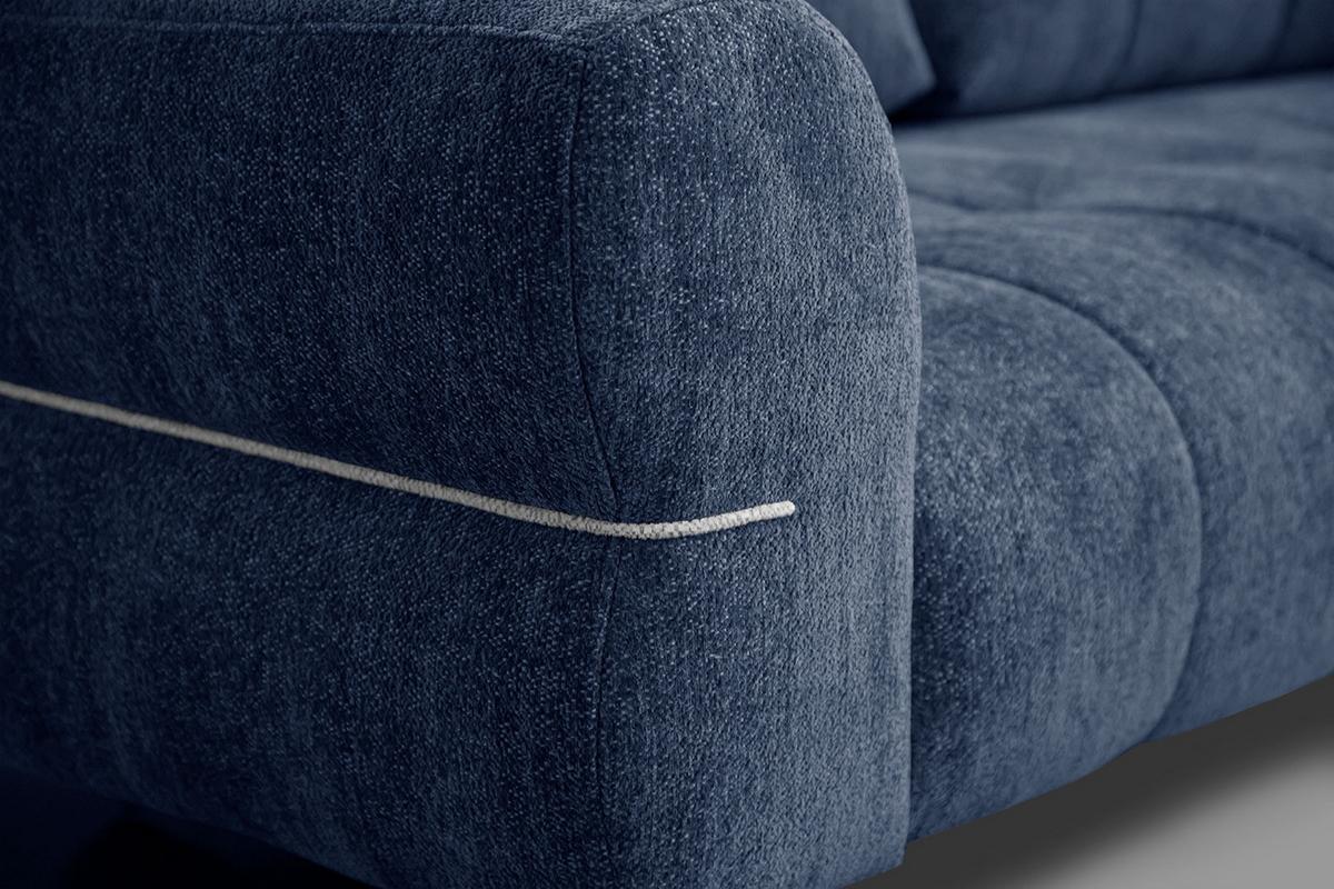 SOFA SALVINI 3-Sitzer, dunkelblau - Schwarz/Dunkelblau, Holzwerkstoff/Textil (176/88/99cm) - Wozimo