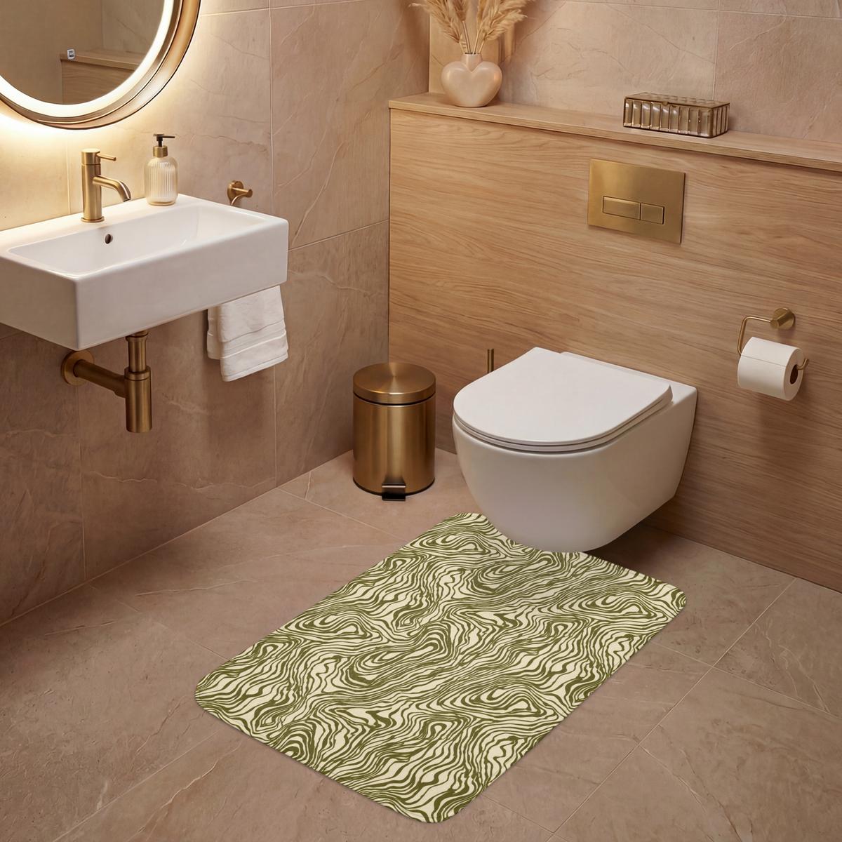 WC-VORLEGER Abstrakt - Marmor - Grün Toilettenvorleger 60x90 cm - Dunkelgrün, Textil (60/1cm) - OnlyWow
