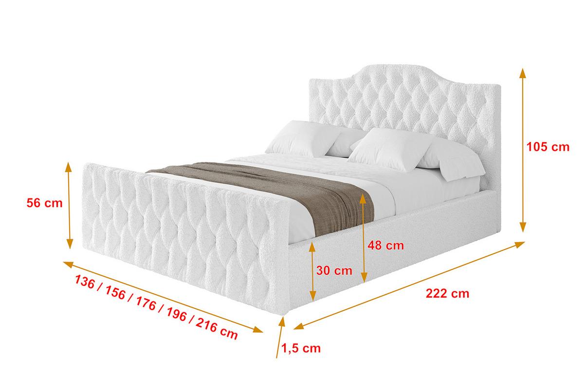 POLSTERBETT mit Bettkasten, Fußteil und Lattenrost, Boxbett mit Matratze H3/H4 - FALIO-Z 120x200 Weiß - Weiß, Holzwerkstoff/Textil (120/200cm) - ALTDECOR
