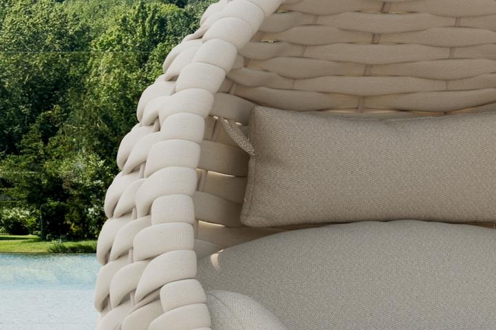 Hängesessel Creme Geflecht Rattanoptik inkl. Kissen Bezug abnehmbar und waschbar Outdoorstoff