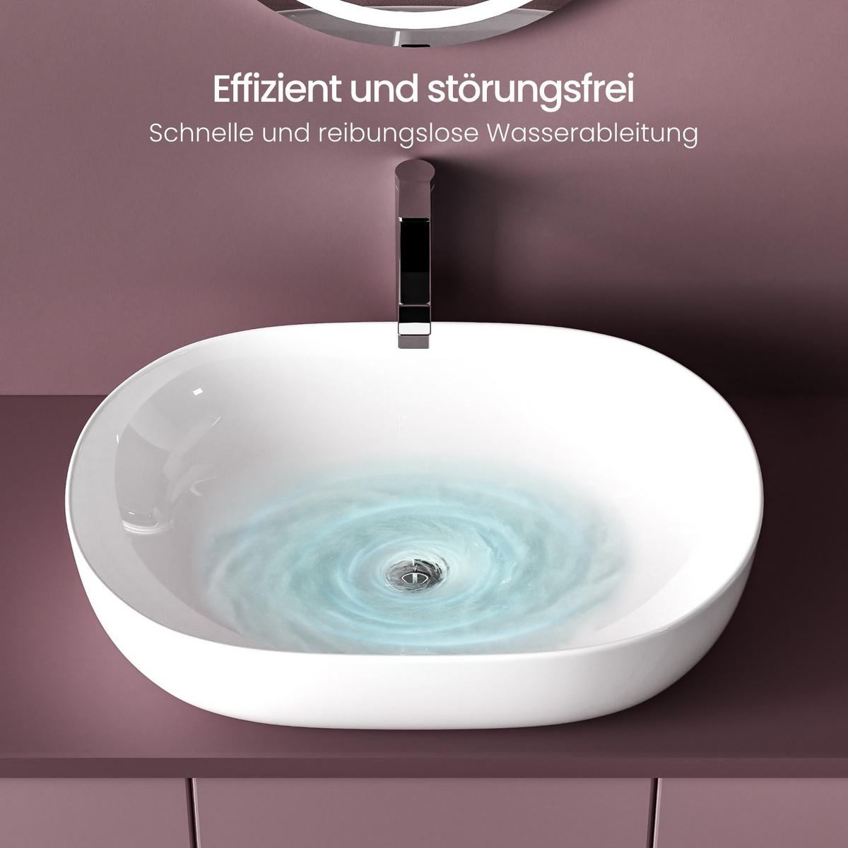 WASCHBECKEN Quadratisch R-Ecken Weiß 60 / 41,5 / 13,5 cm - Weiß, Keramik (60/13.5/41.5cm) - EMKE