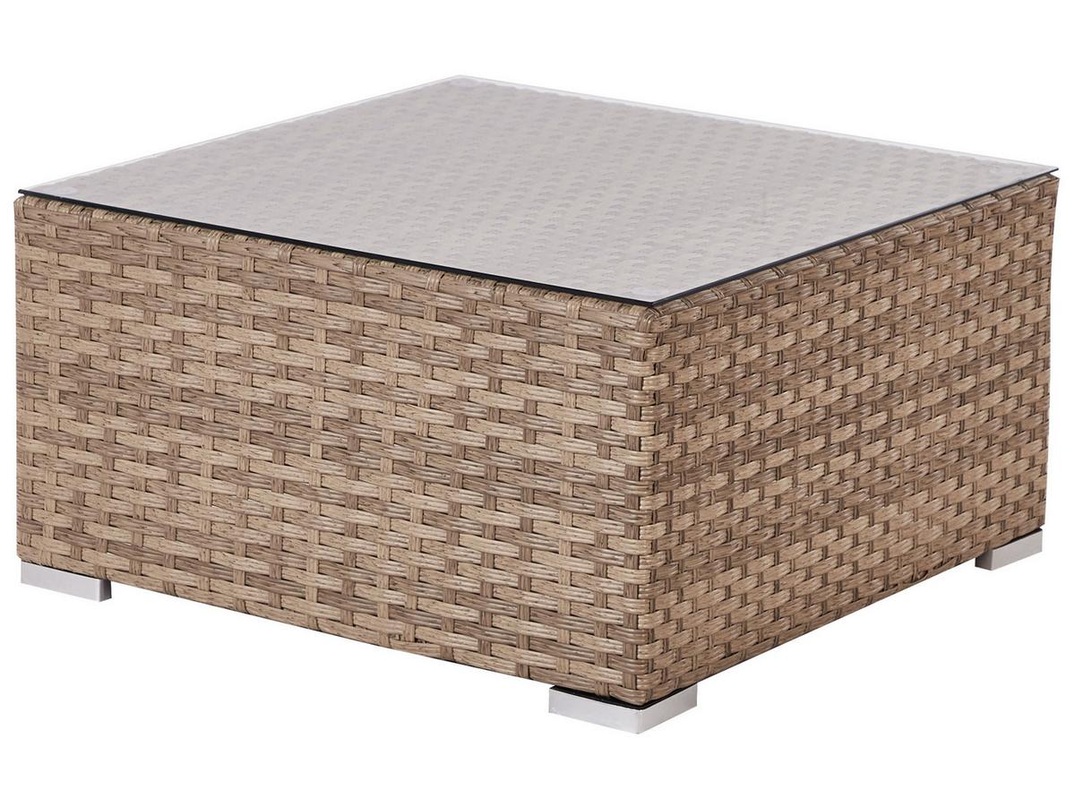 LOUNGE-SET 4-Sitzer Naturfarben Sano - Weiß/Naturfarben, Kunststoff - Beliani