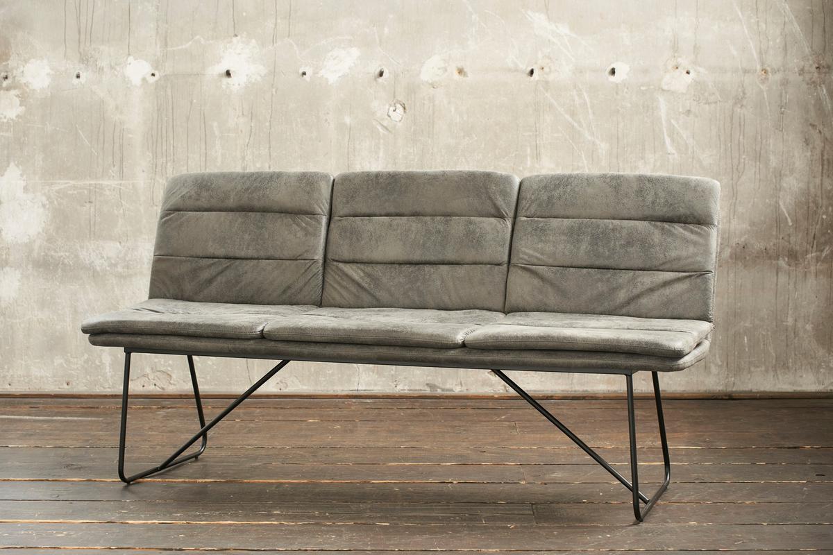 ESSZIMMERBANK VINCE Grau Microfaser - Schwarz/Grau, Textil (178/90/68cm) - KAWOLA