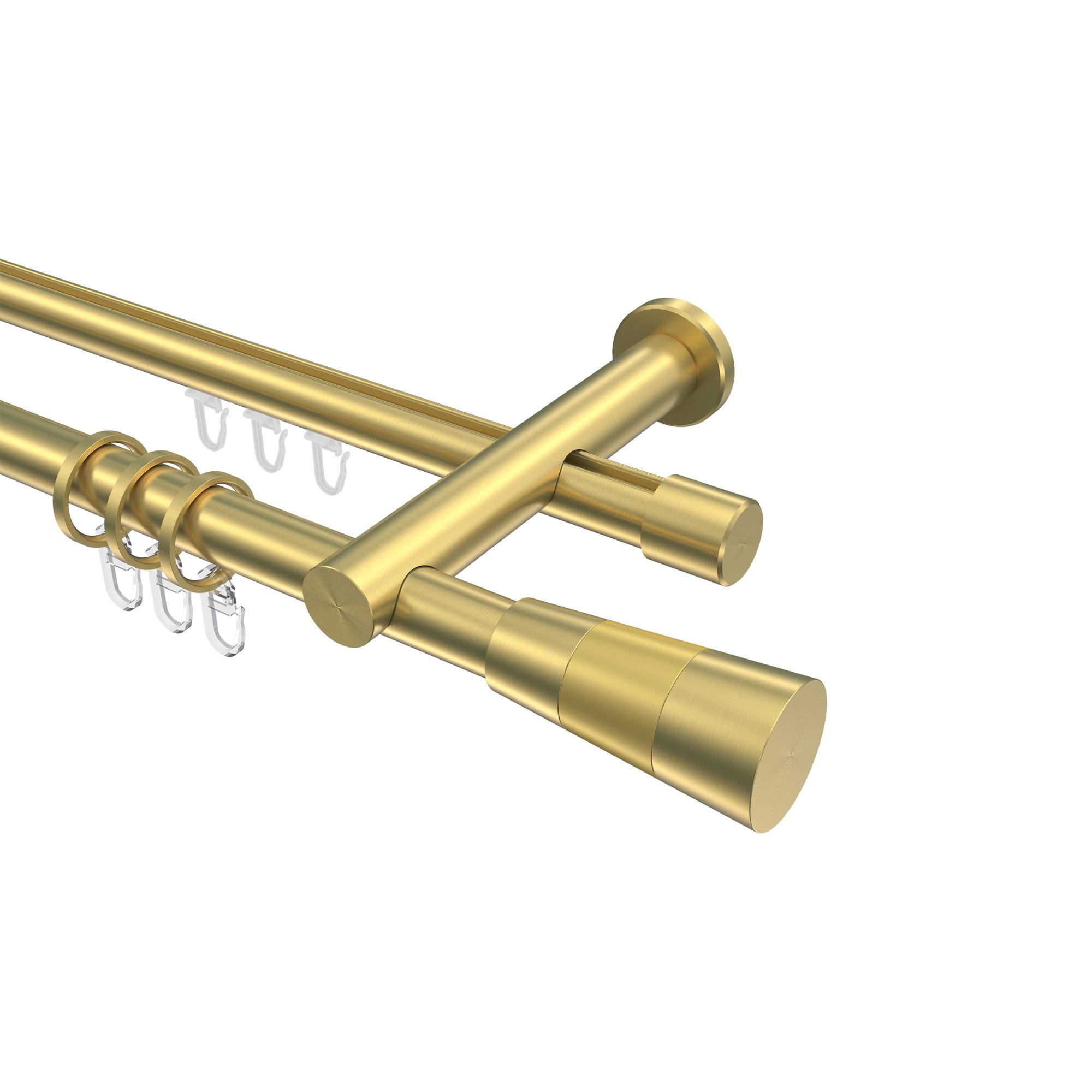 GARDINENSTANGE RUNDROHR-INNENLAUF Platon Tanara 260 cm (geteilt in 2 x 130 cm), 2-läufig, 20 mm Ø Messing-Optik - Messingfarben/Goldfarben, Metall (260cm) - INTERDECO