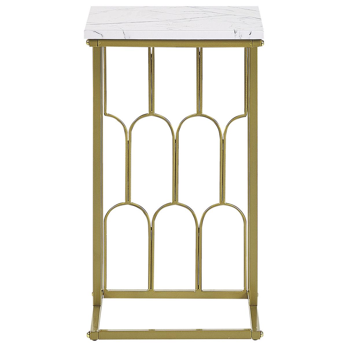 BEISTELLTISCH Marmor Optik weiß/gold Pandale - Goldfarben/Weiß, Metall (30/30/54cm) - Beliani
