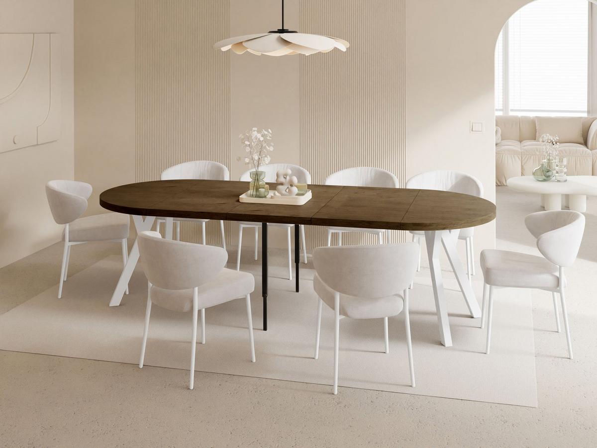 ESSTISCH Twixy XXL groß rund oval ausziehbar, Eiche Braun Rustikal 100-250/100/76 cm - Alteiche/Weiß, Holz/Holzwerkstoff (100/250/76cm) - WFL GROUP