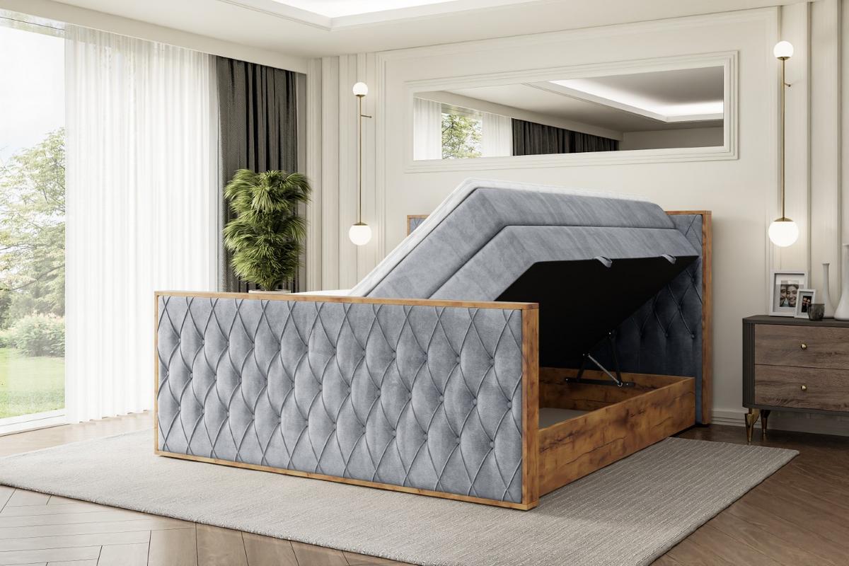 BOXSPRINGBETT mit Matratze H3|H4 und Lattenrost - LOLLI5-Z KING-200x200 - Grau Casablanca - Grau, Holzwerkstoff (200/200cm) - ALTDECOR