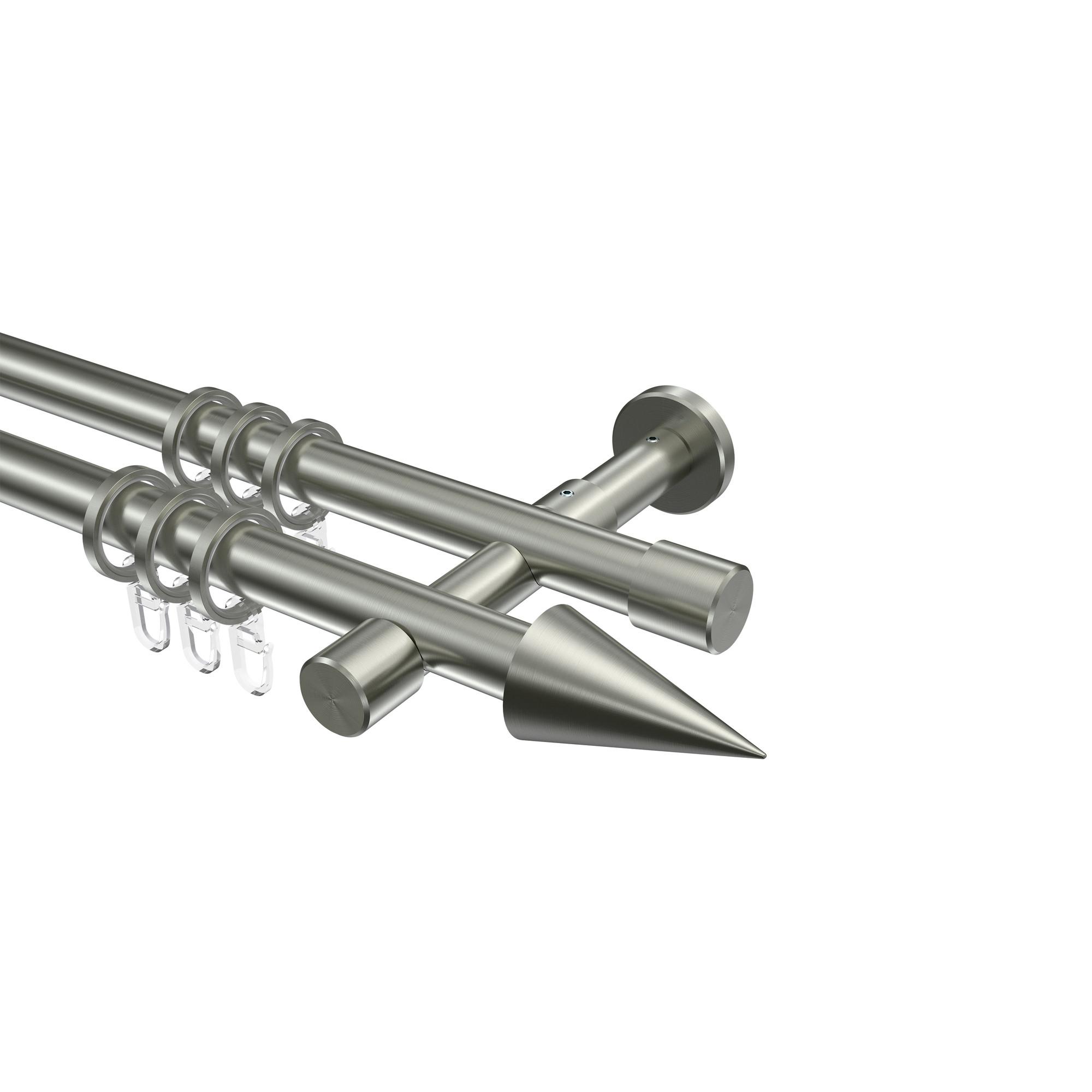 GARDINENSTANGE Prestige Savio 540 cm (geteilt in 3 x 180 cm), 2-läufig, 20 mm Ø Edelstahl-Optik - Edelstahlfarben, Metall (540cm) - INTERDECO