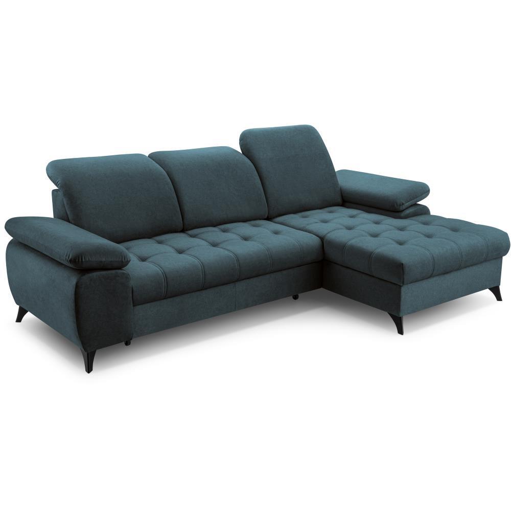 ECKSCHLAFSOFA Bello dunkelblau rechts - Schwarz/Dunkelblau, Textil (265/156cm) - Beautysofa