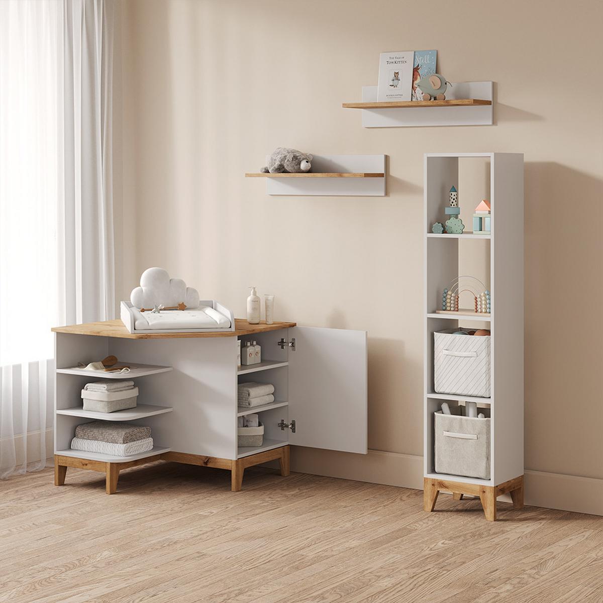 WICKELKOMMODE Mailo Weiß/Artisan mit Tür - Weiß/Eiche Artisan, Holzwerkstoff (85/85.2/85cm) - Livinity®