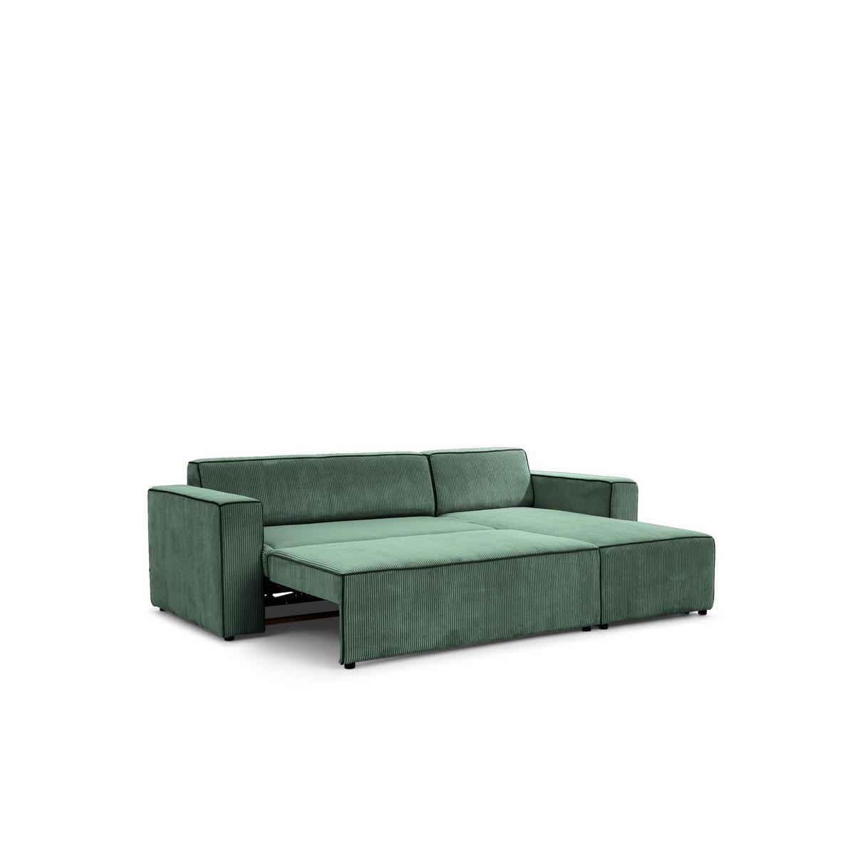 ECKSOFA Schlafsofa Waldo In Poso - Grün, Holzwerkstoff/Textil (260/173cm) - Fun Möbel
