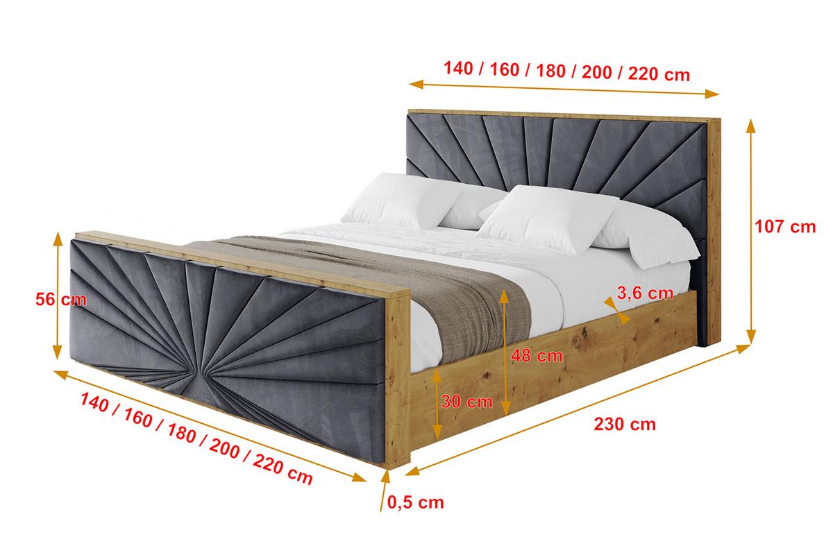POLSTERBETT mit Bettkasten, Fußteil und Lattenrost, Boxbett mit Matratze H3/H4 - ENZO6-Z 200x200 Dunkelgrau - Dunkelgrau, Holzwerkstoff/Textil (200/200cm) - ALTDECOR